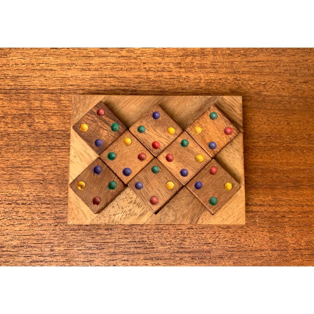 Brown Mid-Century Scandinavian Teak Dice Game Toy Deco, 1960s For Sale - Image 8 of 13