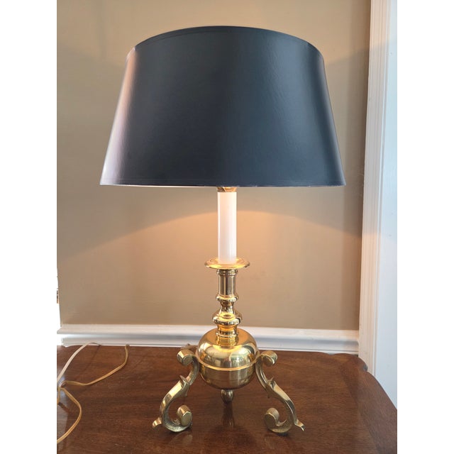 French Late 20th Century Sarreid Brass Bouillotte Style Lamp For Sale - Image 3 of 13