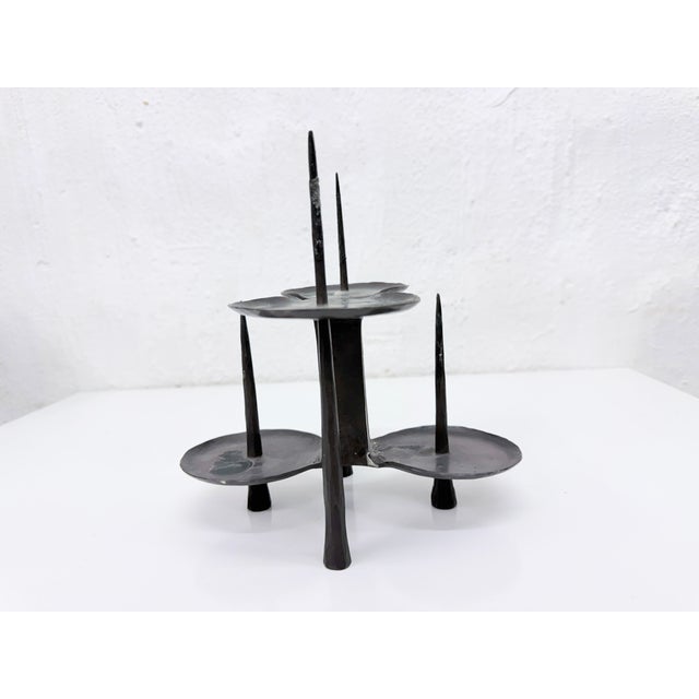 1970s Brutalist Bronze 4-Candleholder by Manfred Bergmeister, 1970s For Sale - Image 5 of 10