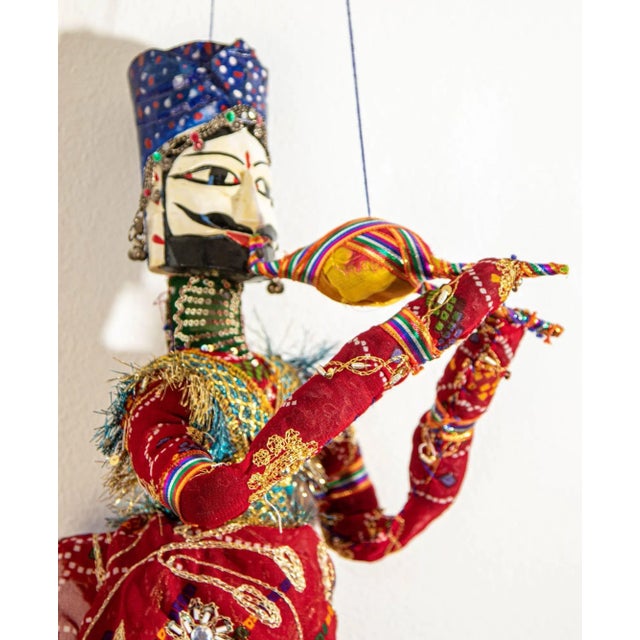 Handmade Rajasthani Kathputli Dancing Puppet Couple Jaipur India 1950s For Sale In Palm Springs - Image 6 of 12