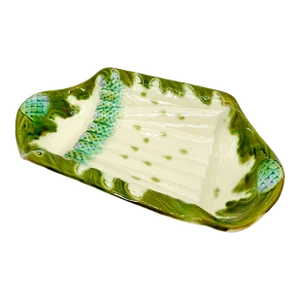 19th Century Salins Majolica Asparagus & Artichoke Cradle