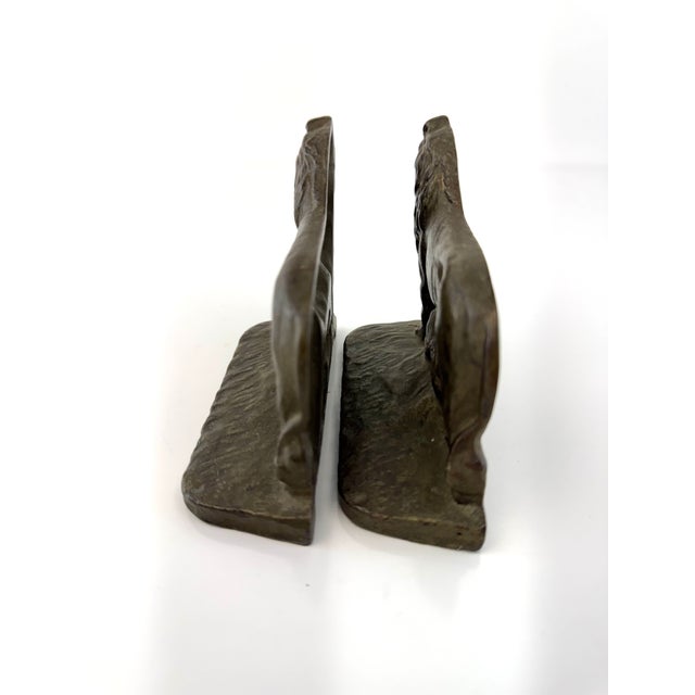 Pair of Vintage Cast Iron Lion Bookends in the Style of Hubley With Aged Patina For Sale In Little Rock - Image 6 of 8