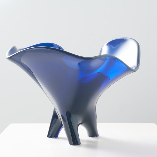 Mid-Century Modern Blue Tornado Glass Bowl by Allan Scharff For Sale - Image 3 of 10
