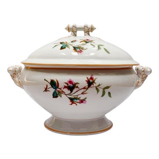 Antique Haviland Limoges Porcelain Soup Tureen With Lid, Schleiger Rose Pattern For Sale
