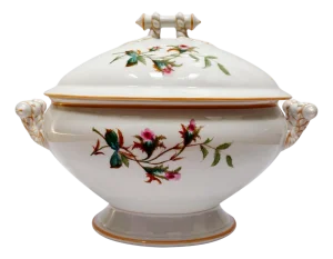 Antique Haviland Limoges Porcelain Soup Tureen With Lid, Schleiger Rose Pattern