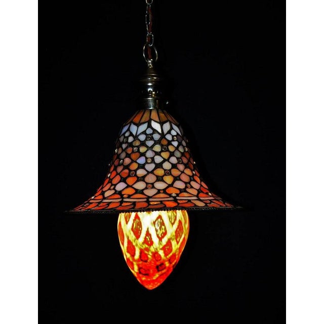 Art Deco Tiffany Style Stained Glass Acorn Pendant Light, 1940s For Sale - Image 14 of 18