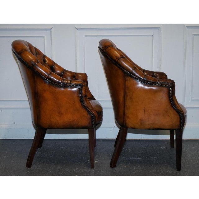 Vintage English Chesterfield Chairs in Hand Dyed Leather, Set of 4 For Sale - Image 15 of 18