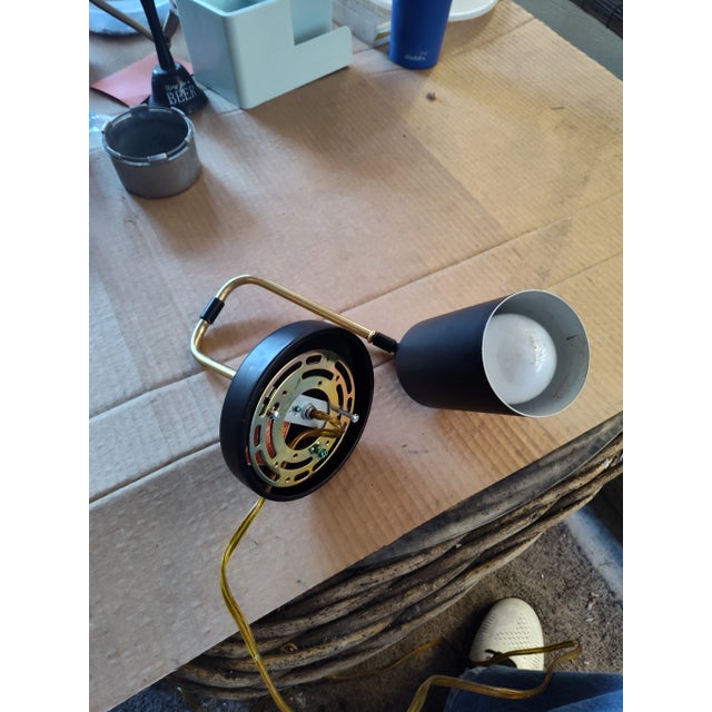 Custom Made Brass and Black Enameled Custom Swing Arm Wall Light/Sconce For Sale In San Diego - Image 6 of 9