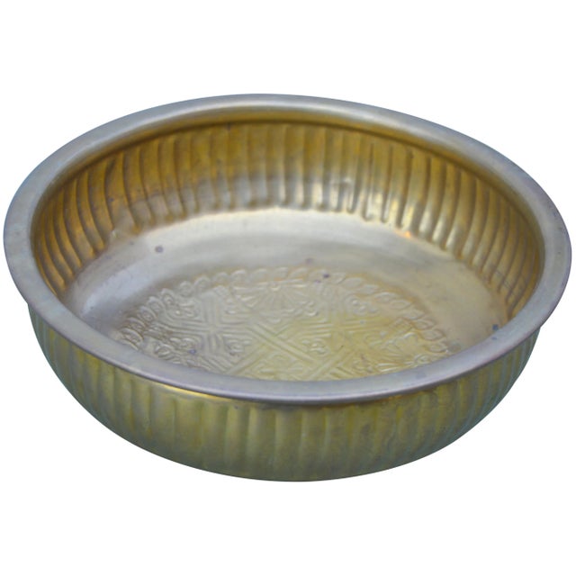 Hand-hammered and engraved in Fez, famous for its artisans. Tray was crafted from solid brass using simple tools. Elegant...