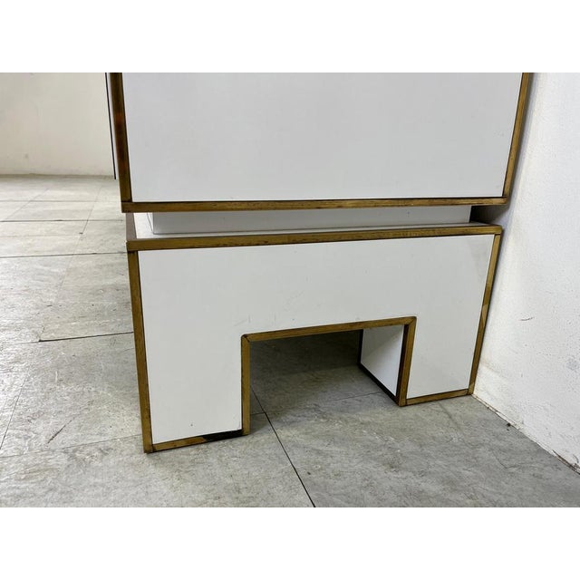 White Lacquered Credenza with Mirror from Alain Delon, 1970s, Set of 2 For Sale - Image 10 of 12
