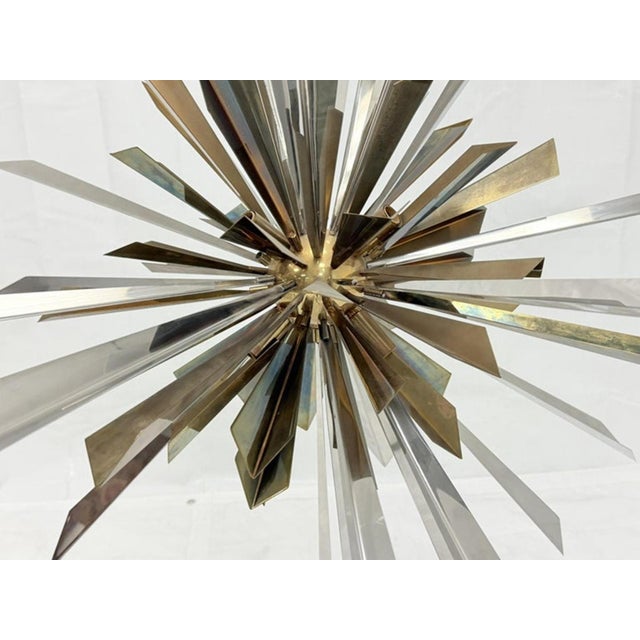 Brass & Nickel "Sunburst" Chandelier by Remains Lighting of New York For Sale - Image 9 of 18
