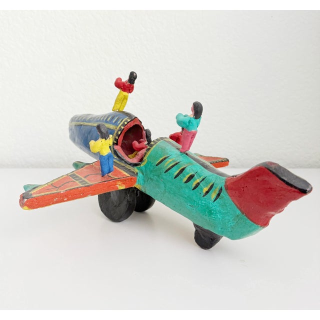 Mid 20th Century Vintage Mexican Folk Art Acrobats on Airplane, Mid 20th Century For Sale - Image 5 of 10