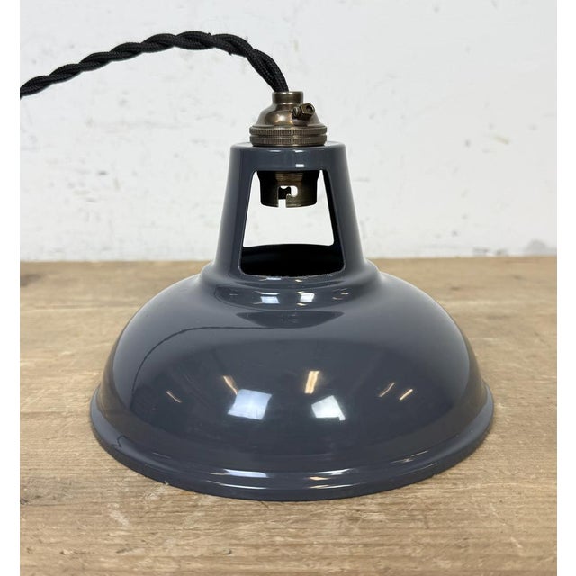 Vintage Industrial Grey Painted Ceiling Lamp For Sale - Image 9 of 16