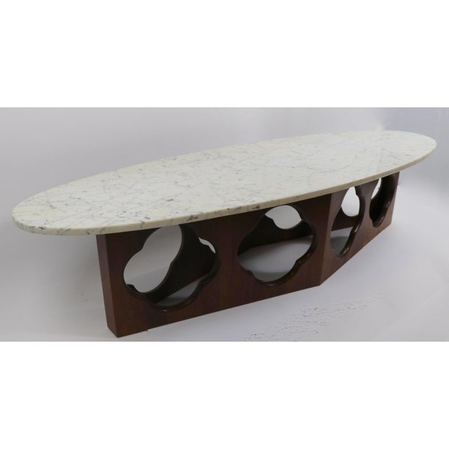 Mid Century Surfboard Marble-Top Coffee Table With Walnut ...