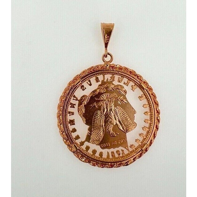 Vintage American Dollar Lady Liberty Genuine Coin White Rose Gold Vermeil Sterli For Sale - Image 4 of 7