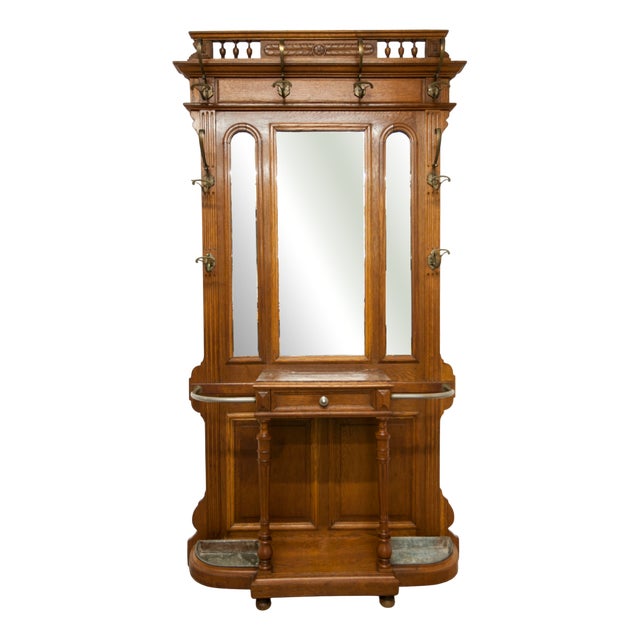 Napoleon III Style Walnut Wardrobe with Mirrors and Marble Top, Late 19th Century For Sale