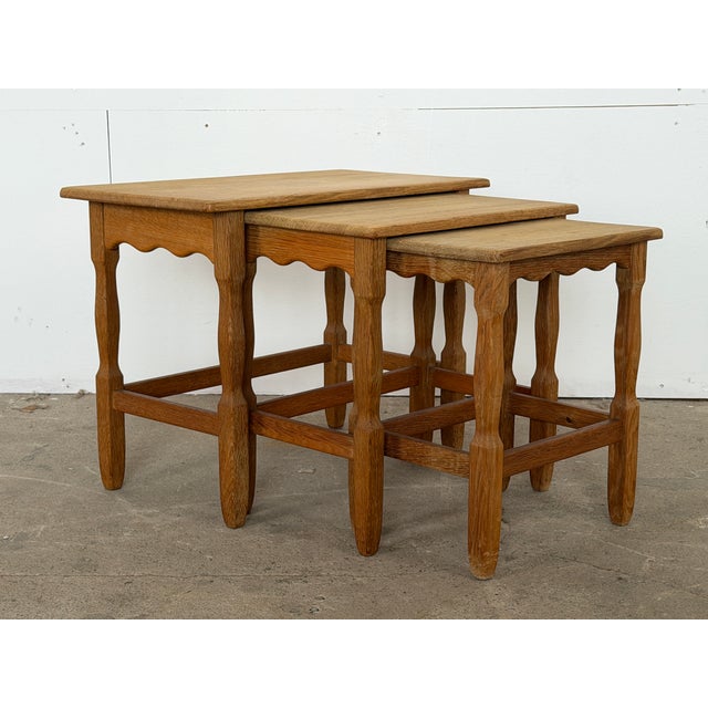 1960s Scandinavian Modern Oak Nesting Tables from Henning Kjærnulf, Denmark, 1960s For Sale - Image 5 of 12