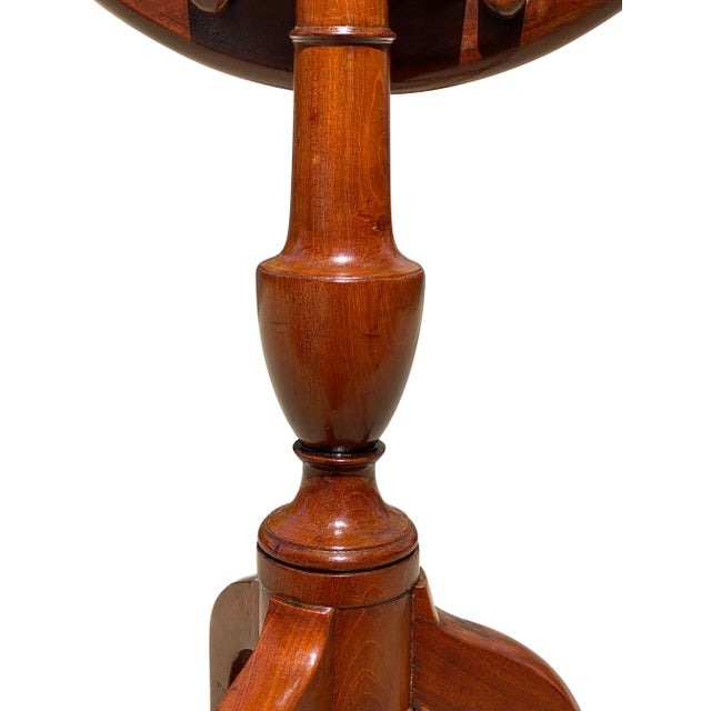 Late 18th Century Late 18th Century Antique Queen Anne Mahogany Dish Top Kettle Stand - Tilt Top Tea Table For Sale - Image 5 of 11