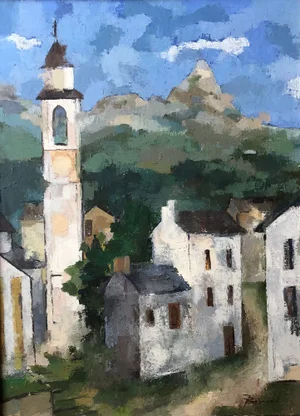 Jean-Jacques Boimond, Au Coeur Du Village, Oil on Canvas, Framed
