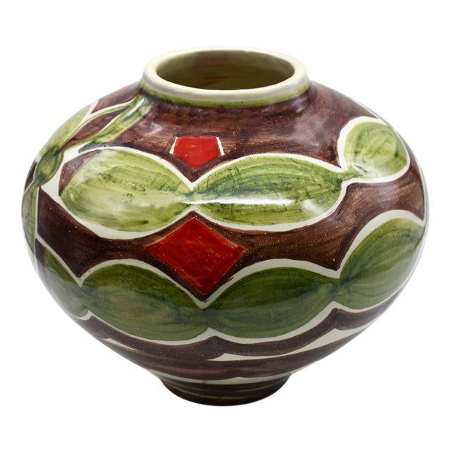 Olive Glass Vase by Artema Galli For Sale