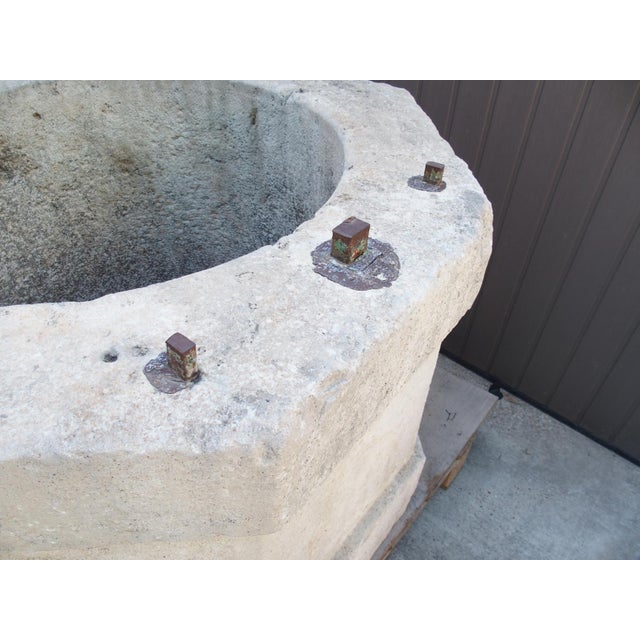 Large 19th Century French Burgundy Limestone Well Head Finished “A La Boucharde” For Sale In Dallas - Image 6 of 17