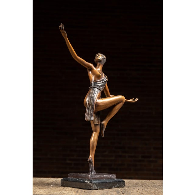 1920s The Dancer | Chiparus Art Deco Sculpture, Signed For Sale - Image 5 of 10