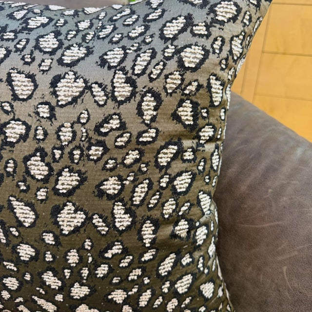 Woven Monochrome Leopard Motif Cushion Cover For Sale - Image 11 of 14