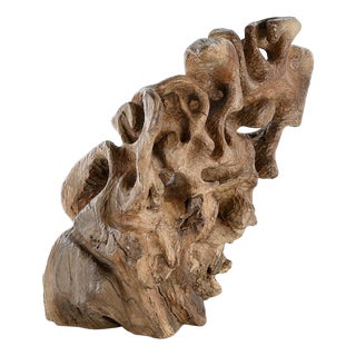 Carved Teak Root Sculpture For Sale