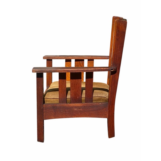 Brown Antique Arts & Crafts Mission Oak Chair Stickley Brothers Quaint Furniture For Sale - Image 8 of 12