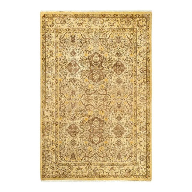 Mogul Collection Hand-Knotted Area Rug - Yellow 5' 3" x 7' 10" For Sale - Image 4 of 4