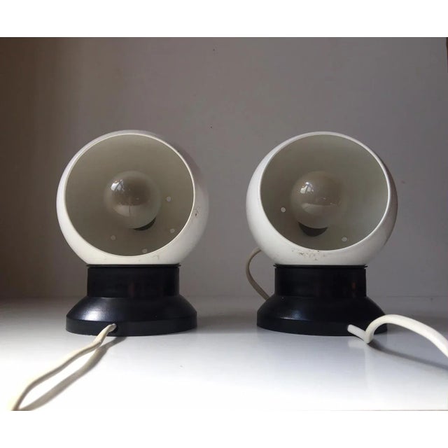 Black Magnetic Danish White Enameled Ball Wall Lamps by E. S. Horn, 1970s, Set of 2 For Sale - Image 8 of 8