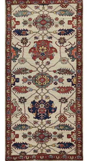 Handwoven Heriz Style Gold/Red Area Rug 2'10" X 5'10"