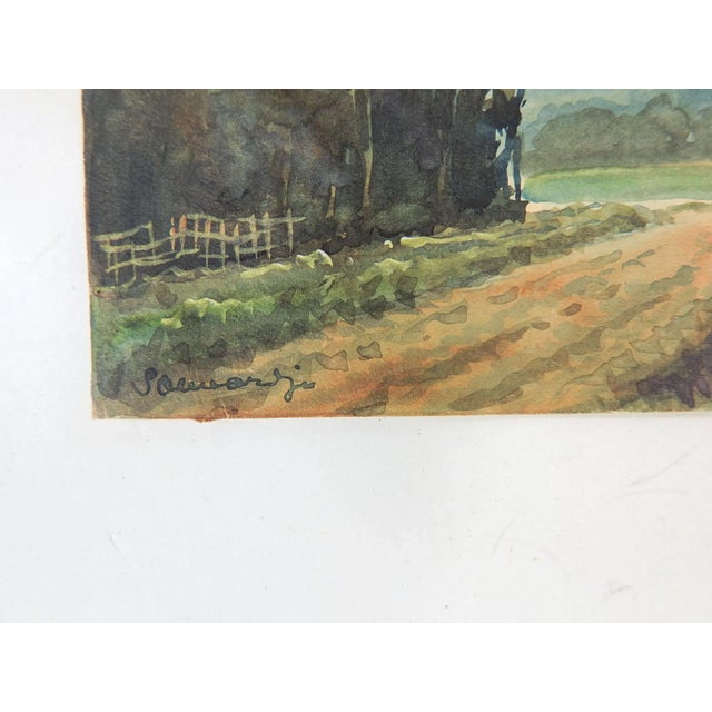 Vintage Indonesian Watercolor Landscape Paintings - a Pair For Sale In Seattle - Image 6 of 10