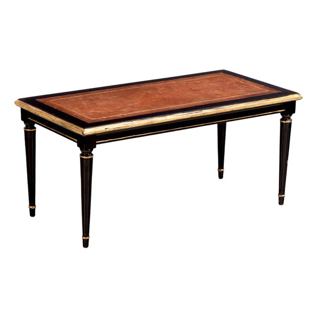 1940s French Maison Jansen Leather Top Coffee Table For Sale