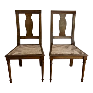 Vintage French Caned Accent Chairs - a Pair