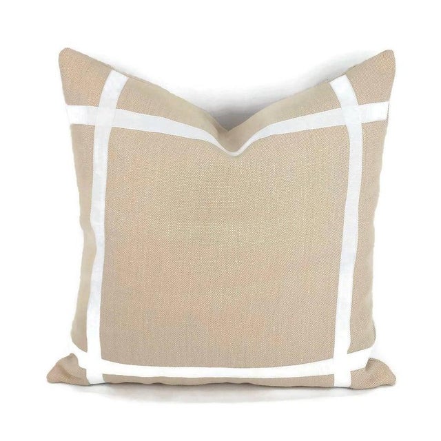 Not Yet Made - Made To Order Light Dusty Peach Heavy Linen With Ribbon Embellishment Pillow Cover - 20” X 20” For Sale - Image 5 of 5
