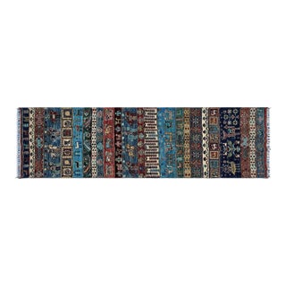 Contemporary Afghan Tribal Pictorial Gabbeh Wool Runner Rug For Sale