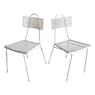 Vintage White Lacquered Metal Chairs by Mathieu Mategot, 1950s, Set of 2 For Sale