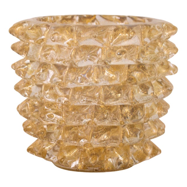 Italian Murano Glass Vase with Gold Leaf For Sale