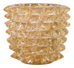 Italian Murano Glass Vase with Gold Leaf
