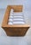 Modern Caned Teak Rattan Loveseat in Blue and White Sunbrella Fabric For Sale In Philadelphia - Image 6 of 15