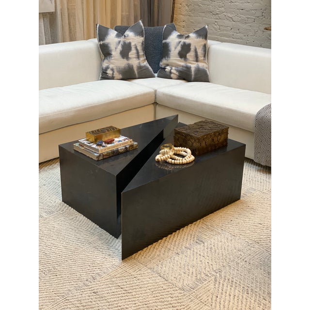 Contemporary Blackened Steel Wedge Coffee Tables - Set of 2 | Chairish
