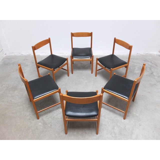 Black Dining Chairs in Oak from Meubelatelier Vanda, 1960s, Set of 6 For Sale - Image 8 of 18