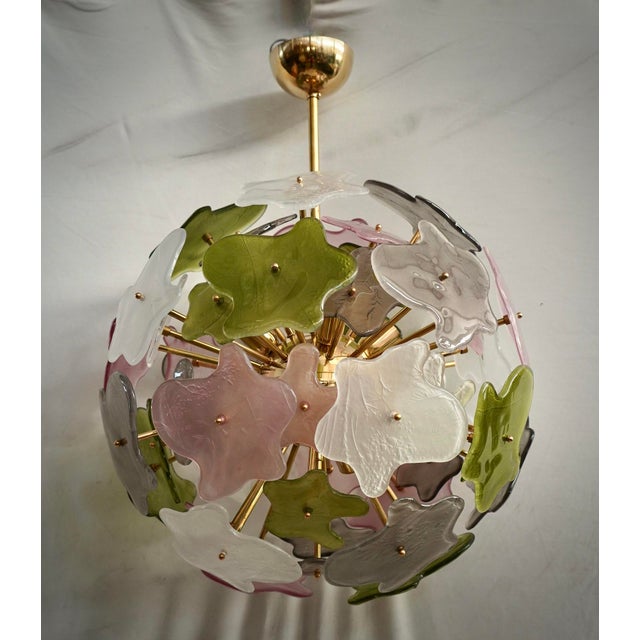 Sputnik Murano Art Glass Green Pink and White Chandelier and Pendant, 2000 For Sale - Image 4 of 12