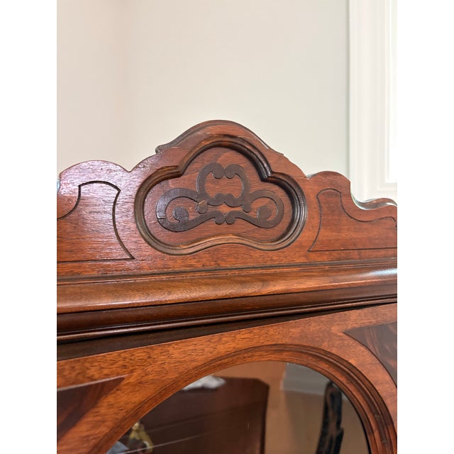 Wood Jacobean Antique 1920s Walnut China Cabinet For Sale - Image 7 of 8