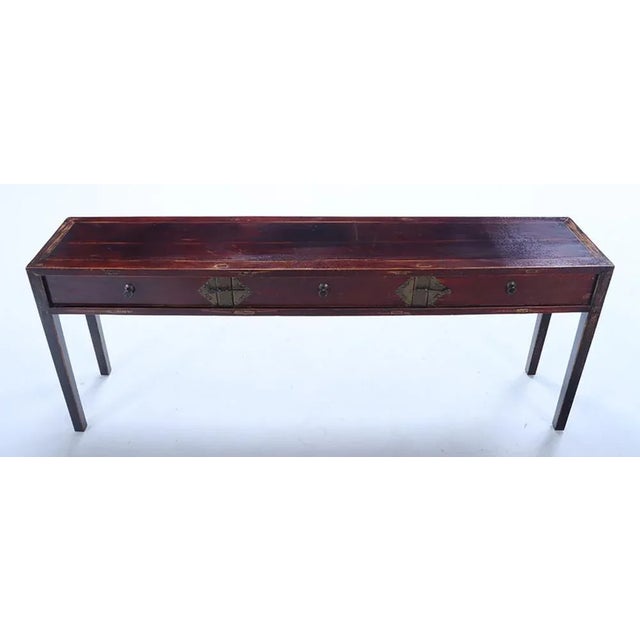19th Century Antique Chinese Three-Drawer Console or Sofa Table With Bronze Hardware For Sale - Image 4 of 11