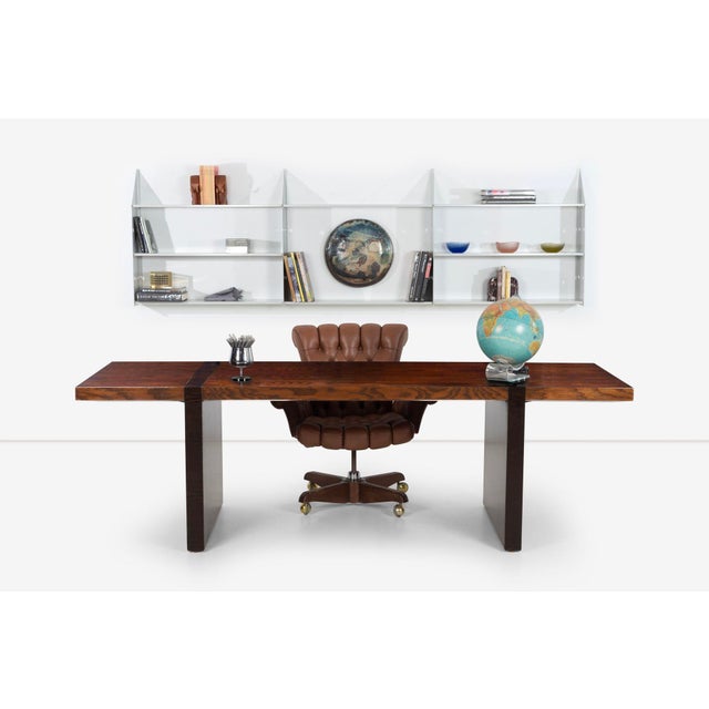 Mid-Century Modern 1960s Roger Lee Sprunger for Dunbar Desk in Two-Toned Oakwood For Sale - Image 3 of 10