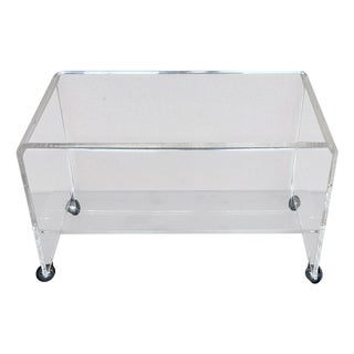 Mid-Century Modern Side or Center Table with Two Tiewr and Wheels, France, 1970s For Sale