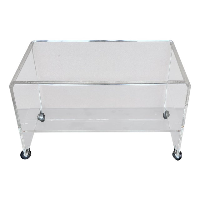 Mid-Century Modern Side or Center Table with Two Tiewr and Wheels, France, 1970s For Sale