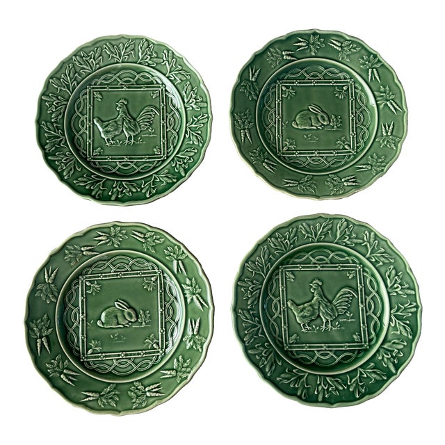 Portugal Green Dessert Plates , S/4 For Sale
